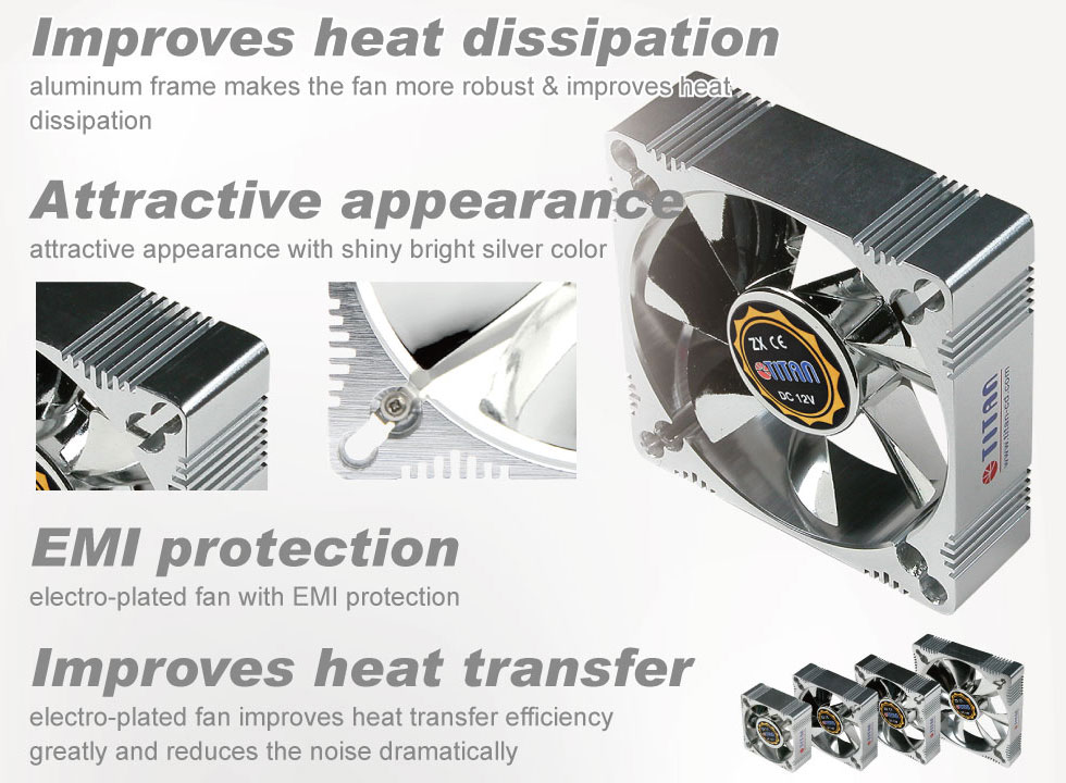 Ventilador de enfriamiento / ventilador de refrigeración / ventilador de aluminio / ventilador de enfriamiento de aluminio / ventilador de protección EMI / EMI / RFI / electroplateado