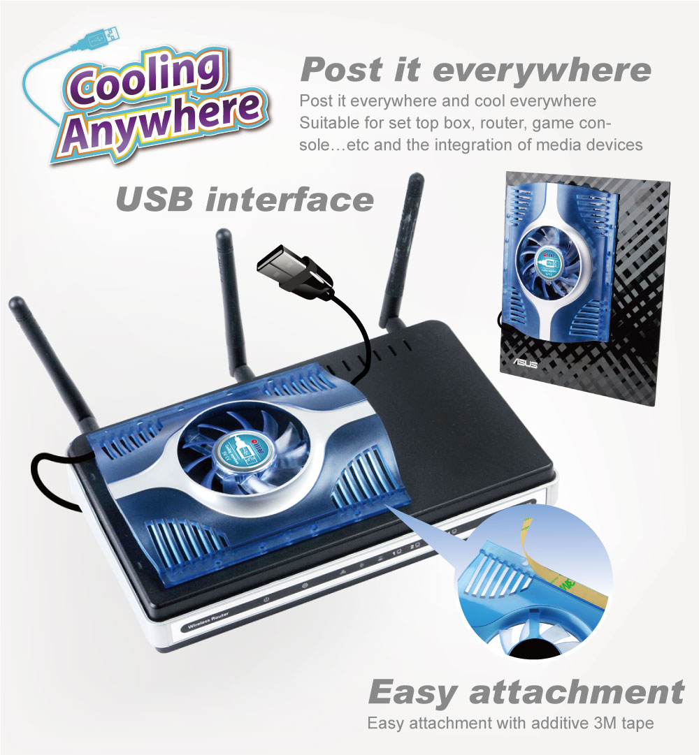 Cooler / Mobile cooler / mobile cooling / cooling fan / router cooler / router cooling / game console cooling / game console cooler / thermal solution