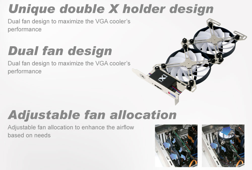 VGA Cooling / VGA cooler/ cooling fan/ dual cooling fans/ dual cooling fan/ cooler fan/ VGA frozen/ adjustable fans/ adjustable cooling fan