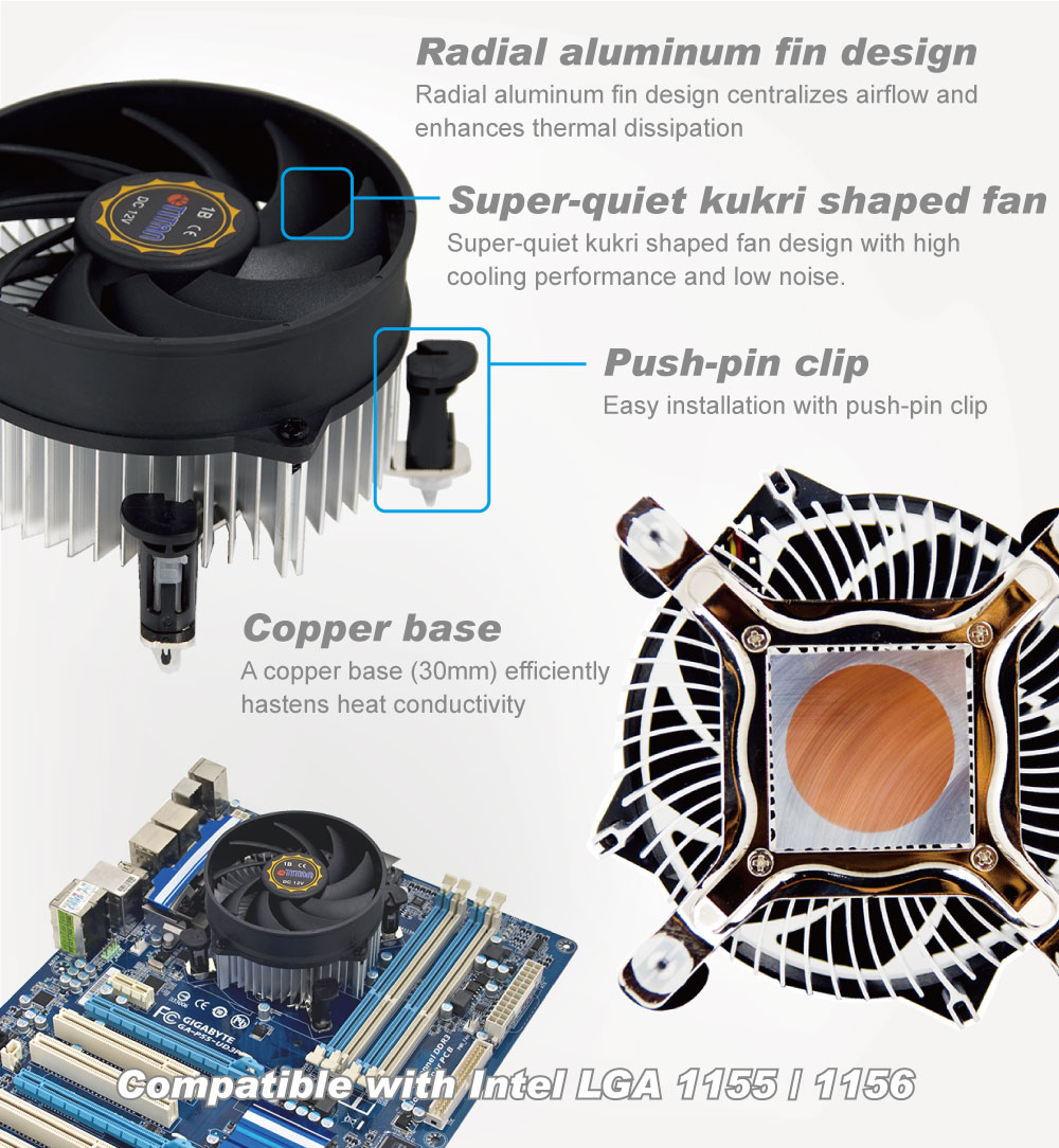 TITAN/CPU Cooler / CPU cooling / CPU frozen / frozen computer / CPU/CPU heatsink / heat sink / heat transfer / heat dissipation/dissipate heat/thermal solution/thermal transfer / thermal dissipation / thermal cooling / Cooling fan / CPU fan / silent fan / aluminum fins / cooling fins / system cooling / Intel platform / AMD platform/Intel LGA 1155 / Intel LGA1156/ Intel LGA 1200