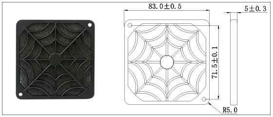 80mm dustproof plastic washable fan filter