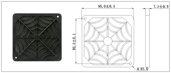 Filtro de ventilador lavable a prueba de polvo de 90 mm