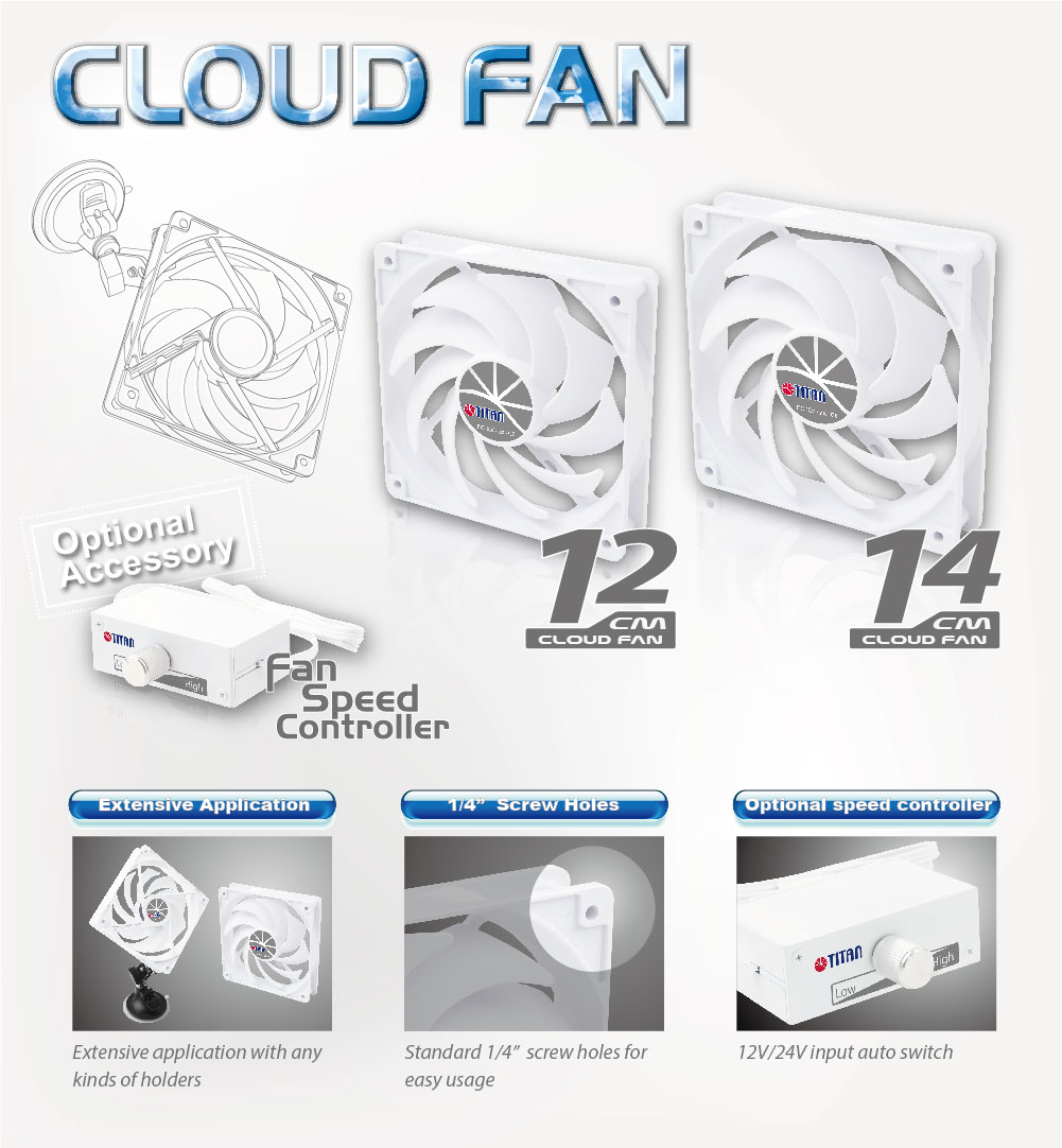 Silent Cloud Cooling Lüfter mit 9 Flügeln, 120 mm Lüfter, geräuscharmer Lüfter, Autolüfter, tragbarer Lüfter