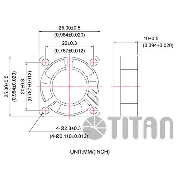 TITAN 20 مم × 20 مم × 15 مم رسم بعد مروحة تهوية تبريد محورية DC