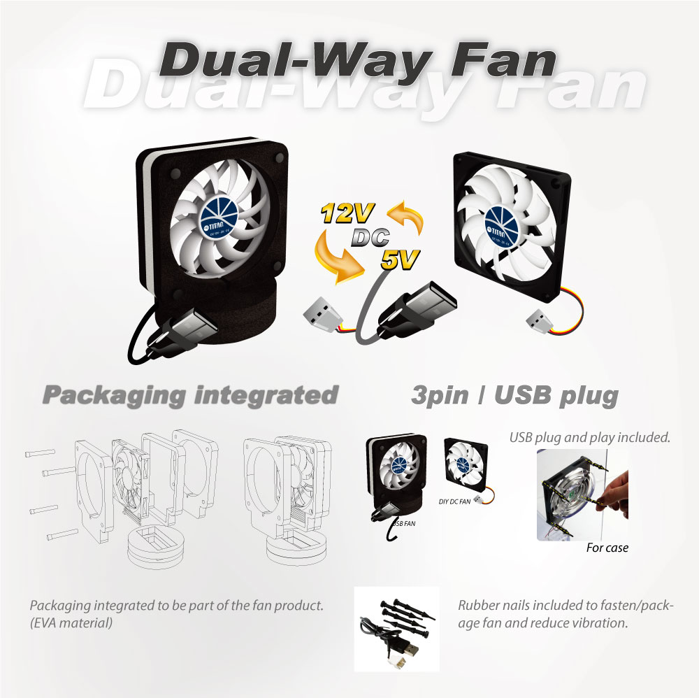 5 V/12 V DC 80 mm Dual-Wege-USB-tragbarer Tisch-/Laptop-Lüfter mit