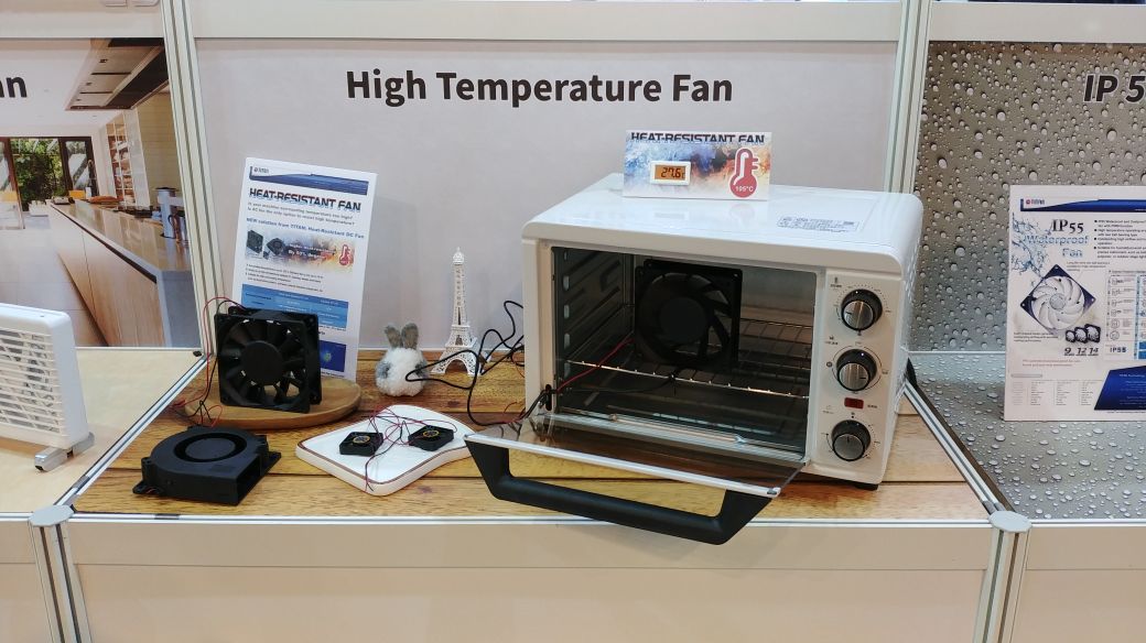 TITAN Hittebestendige ventilator kan normaal werken tot 105 Celsius