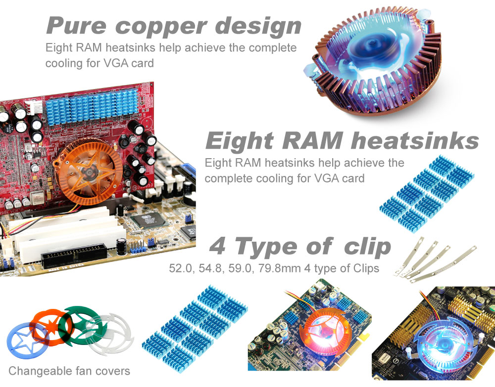 Refroidissement VGA / Refroidisseur VGA / Ventilateur de refroidissement / Ventilateurs de refroidissement doubles / Ventilateur de refroidissement double / Ventilateur de refroidissement / VGA gelé / Ventilateurs réglables / Ventilateur de refroidissement réglable