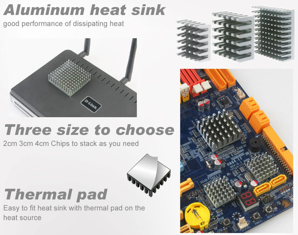 Heatsink/ warmteafvoer/ radiator warmteafvoer/ koelvinnen/ plakband/ plakthermische pad/ thermische pad/ aluminium heatsink/ aluminium warmteafvoer/ aluminium warmteafvoer/ IC warmteafvoer/ IC warmteoverdracht/ warmteoverdracht/ thermische koeling/ bevroren IC/ thermische pad/chipsatzkühler