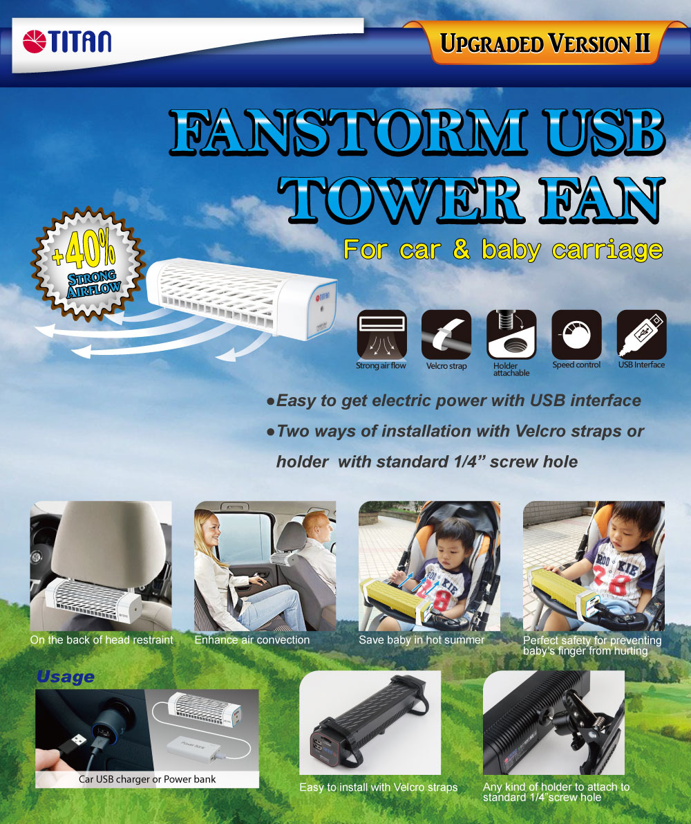 Starker Luftstrom USB-Lüfter geeignet für Kinderwagen / Haustierwagen / Kinderwagen-Lüfter / USB-Lüfter / Kinderwagenkühlung / Haustierkühlung / Lüfter / Standventilator / Bürokühlung / Außenkühlung